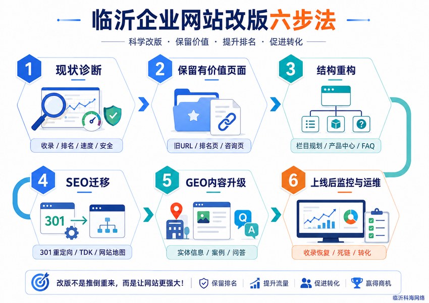 临沂企业网站改版升级六步法流程图