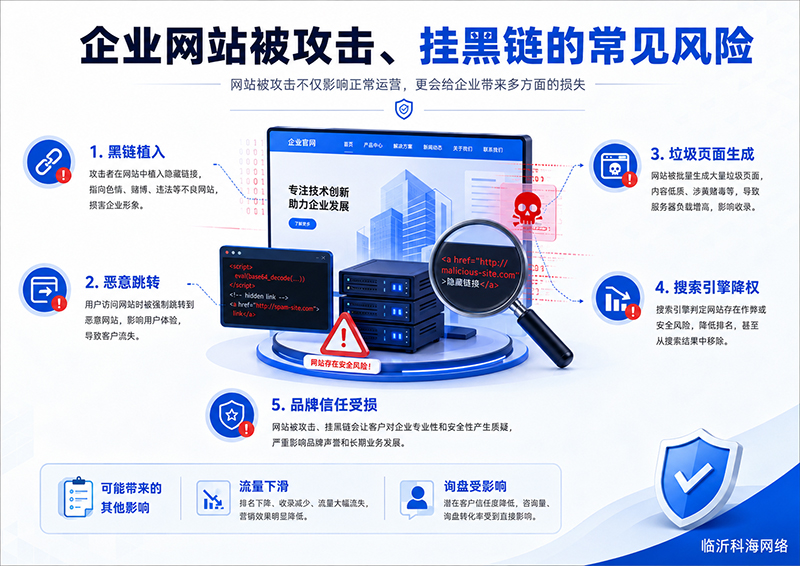 企业网站被攻击、挂黑链的常见风险