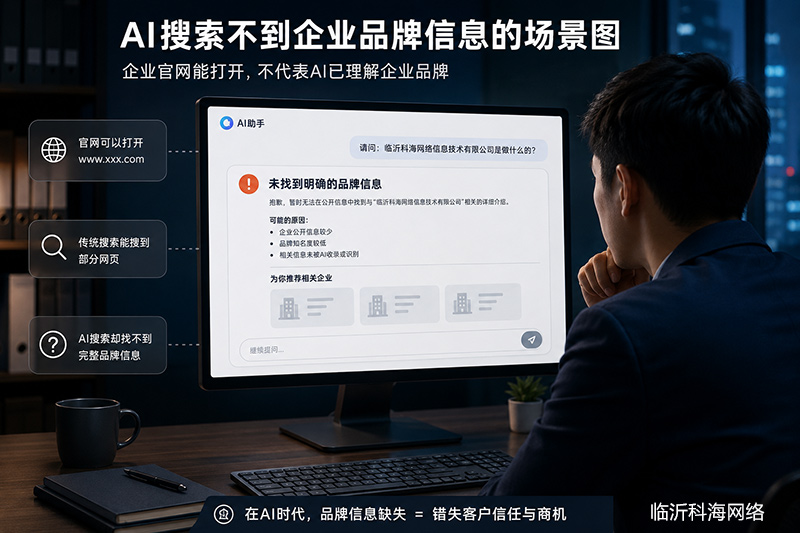 AI搜索不到企业品牌信息怎么办，企业品牌实体缺失示意图