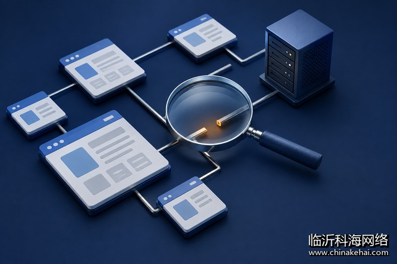 网站页面连接与服务器故障检查的概念示意
