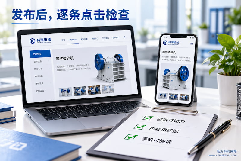在电脑和手机端检查网站内链可访问性及目标内容匹配情况